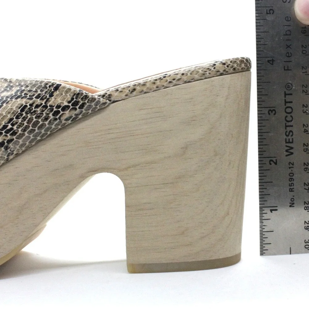Rachel Comey Snakeskin Embossed Leather Wood Clog Mule Heels Women's 8.5